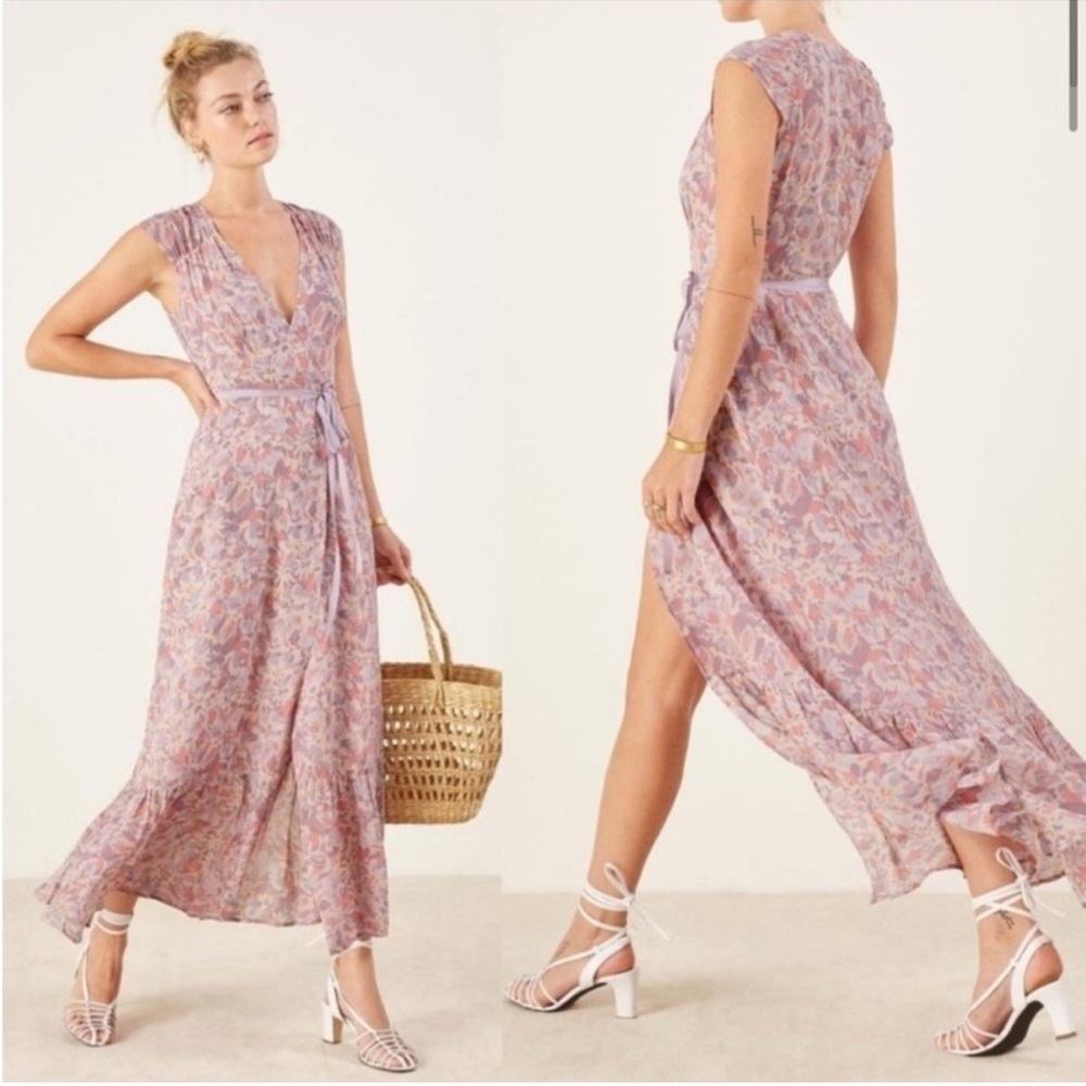 Reformation Haven Wrap Dress cap sleeve size small.